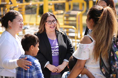 Carmen Rubio with family at playground